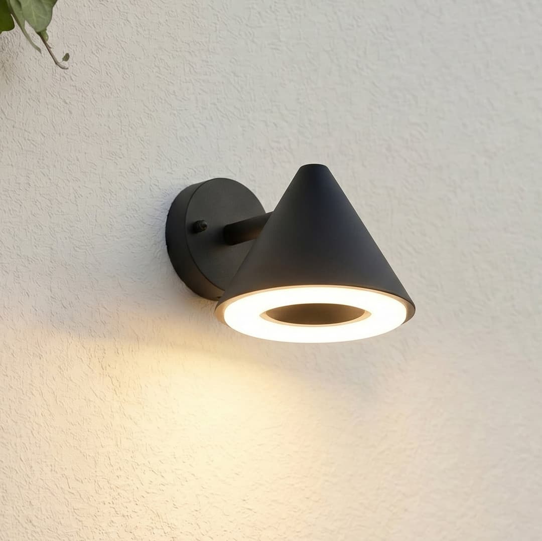 Soran LED-Außenwandleuchte, Metall, Höhe 12 cm, schwarz, IP44 - Lindby - Modern - Einflammig
