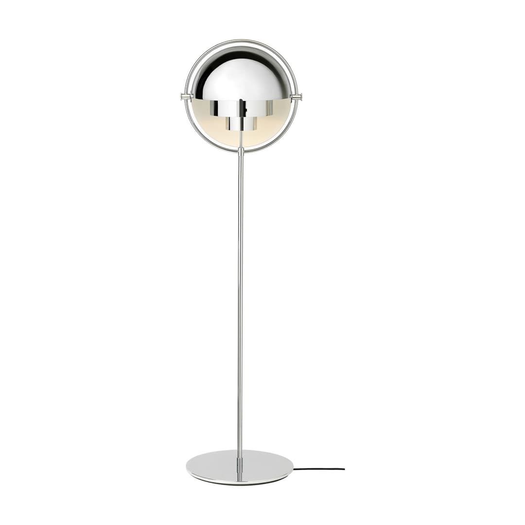 Multi-Lite Stehleuchte chrom/chrom, Höhe 148 cm - GUBI - Wohnzimmer - Design - Metall - Mit Schirm