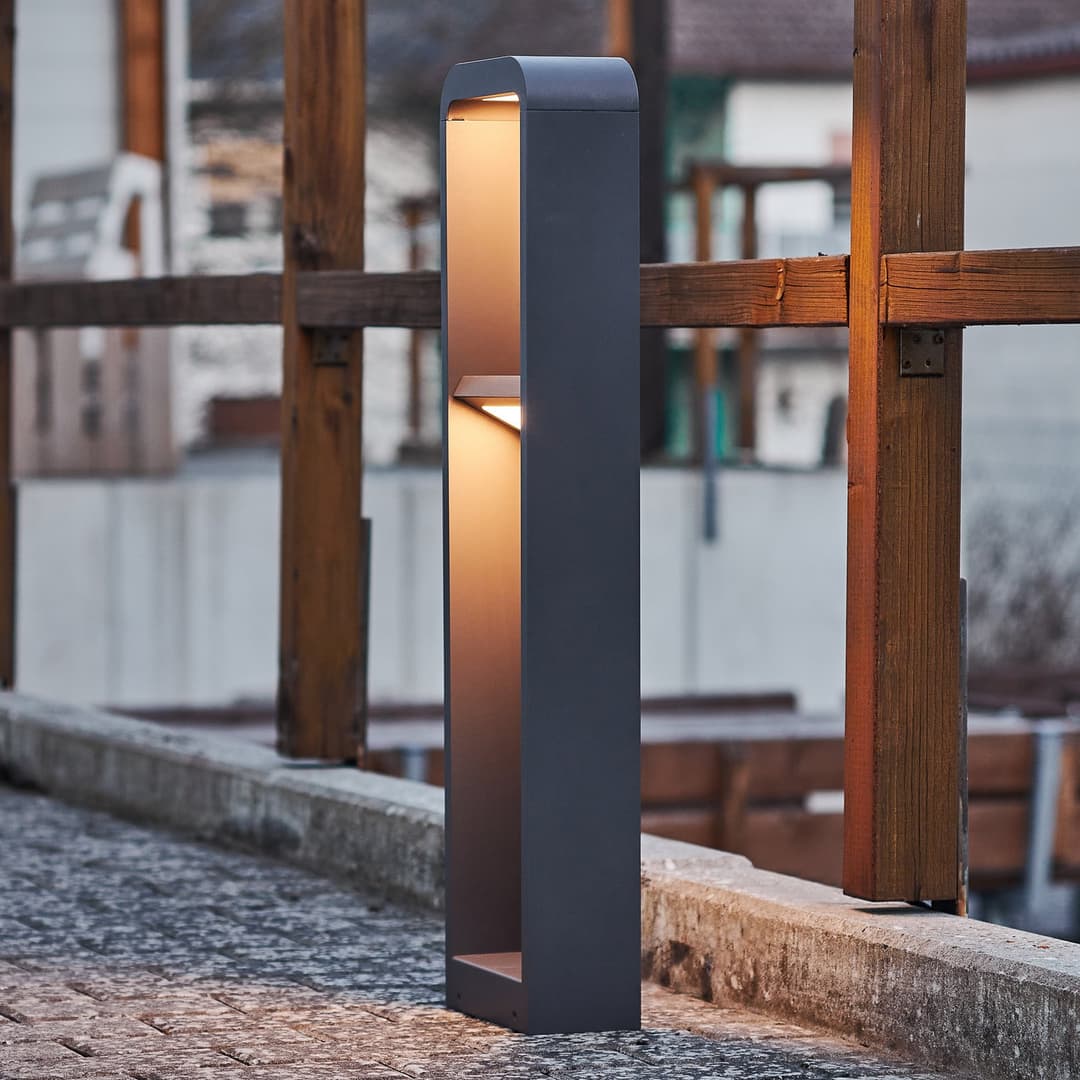Darko LED Gartenleuchte H80 Alu - Lindby - Terrasse - Modern - Aluminium - Einflammig