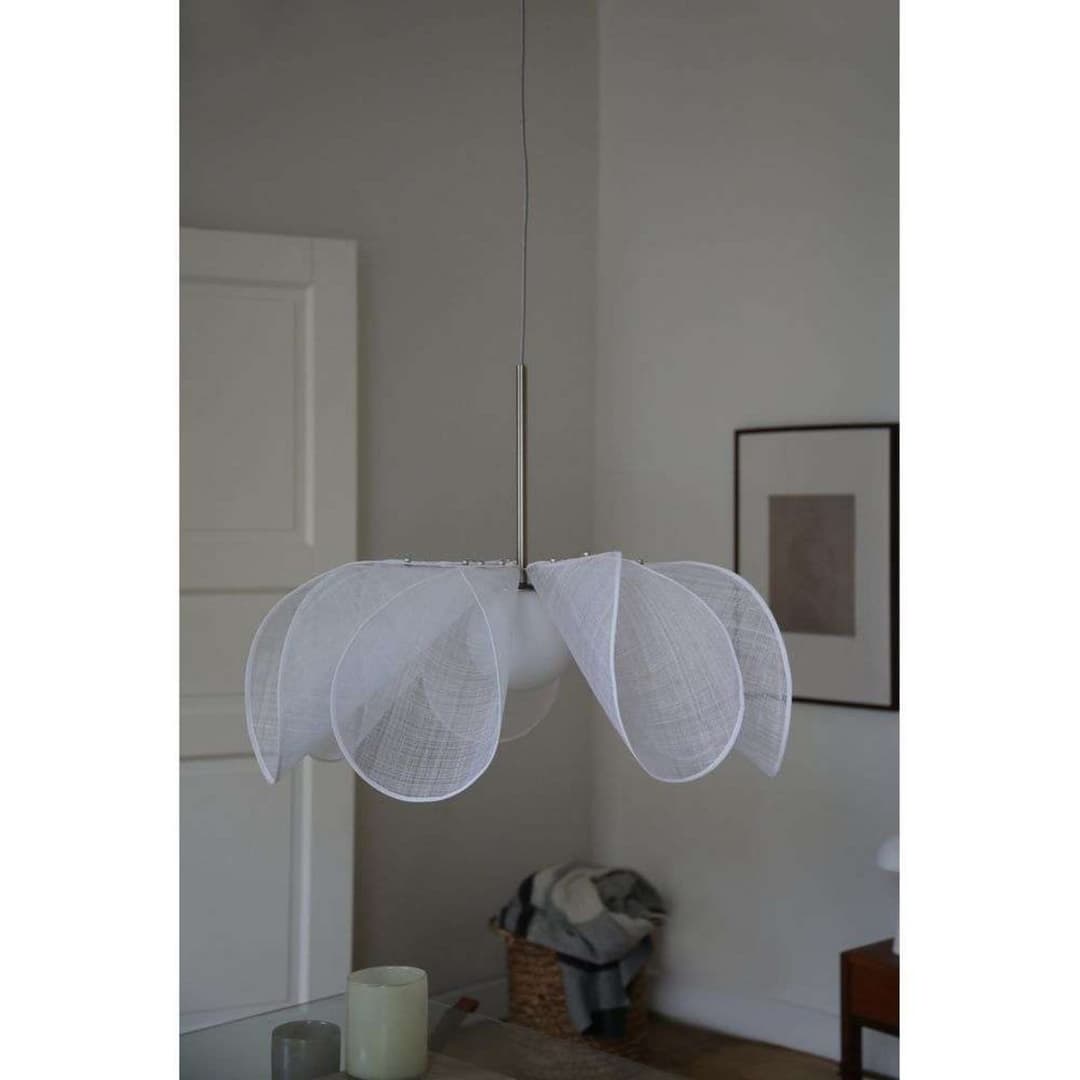 Styrka Pendellampe, Ø 75 cm, nickel/weiß- Markslöjd - Wohnzimmer - Stoff / Textil