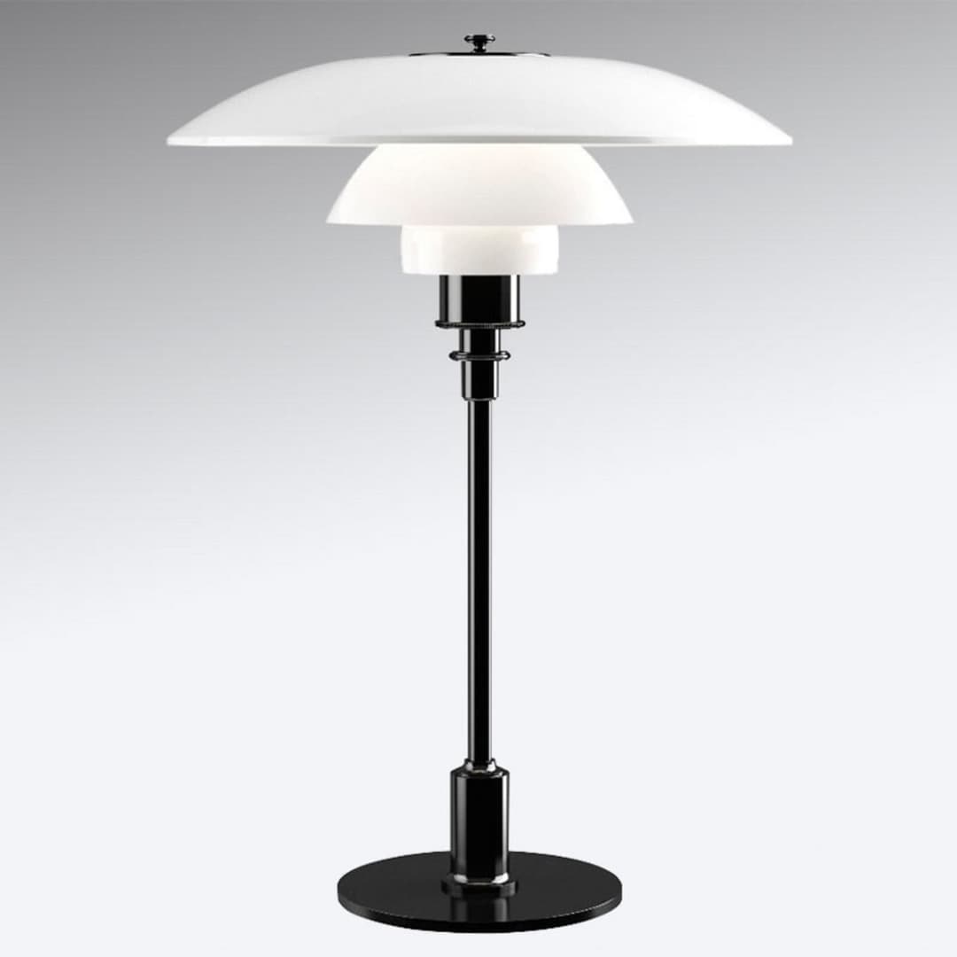 PH 3½-2½ Tischleuchte Schwarz Metallisiert - Louis Poulsen PH 3 1/2-2 1/2 - Wohnzimmer - Design - Glas - Mit Schirm