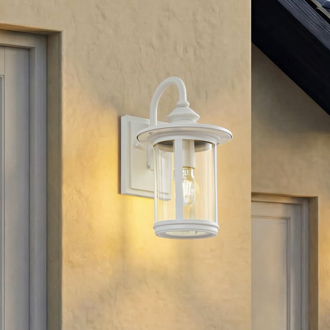 Zayn Außenwandleuchte, Höhe 33 cm, Glas, weiß, IP23 - Lindby - Balkon - Antik - Aluminium - Einflammig