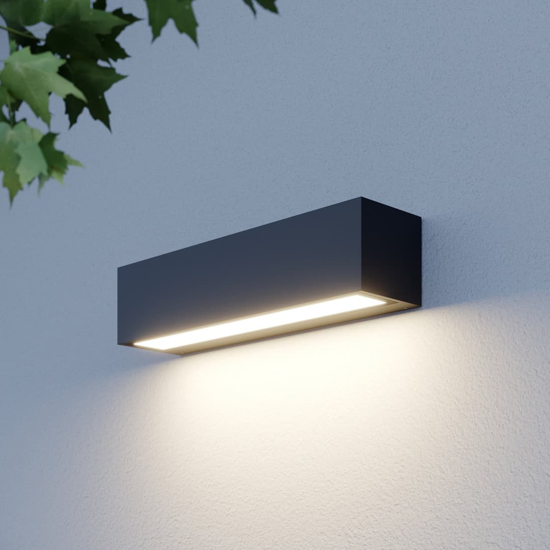 Lengo LED-Außenwandleuchte, Down, L25, Grafit - Lucande - Balkon - Modern - Aluminium - Eckig