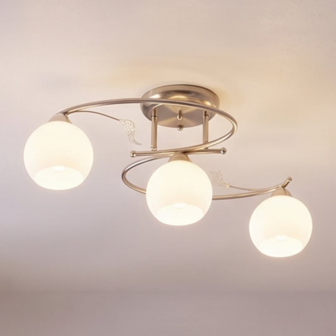 Svean 3 Deckenleuchte White/Nickel - Lindby - Wohnzimmer - Modern - Glas - Mehrflammig
