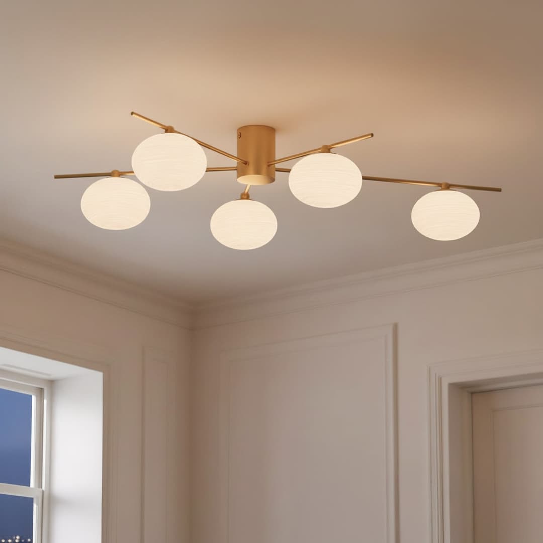 Valisa 5 Deckenleuchte Gold - Lindby - Wohnzimmer - Glas - Mehrflammig