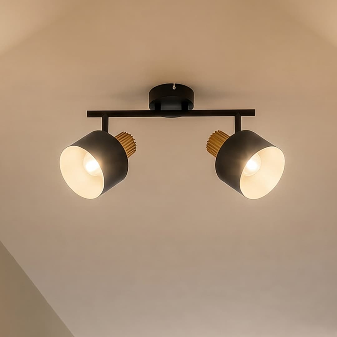 Lenja Deckenstrahler, E14, schwarz/weiß, zweiflammig, Metall - Lindby - Wohnzimmer - Modern - Mehrflammig