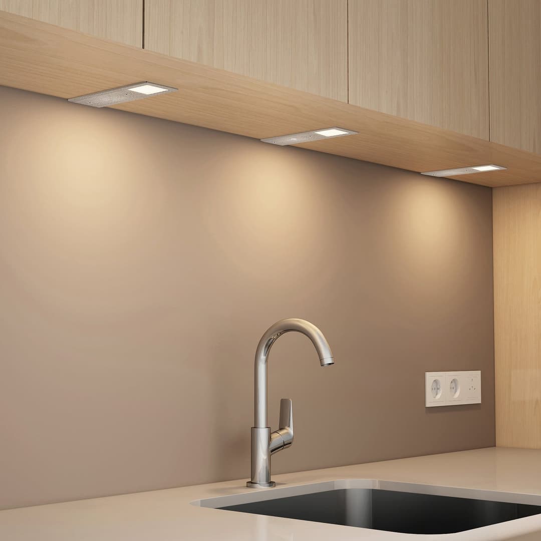 Nortra LED-Unterbauleuchte 3er-Set Alufarben - Arcchio - Wohnzimmer - Modern - Metall - Eckig
