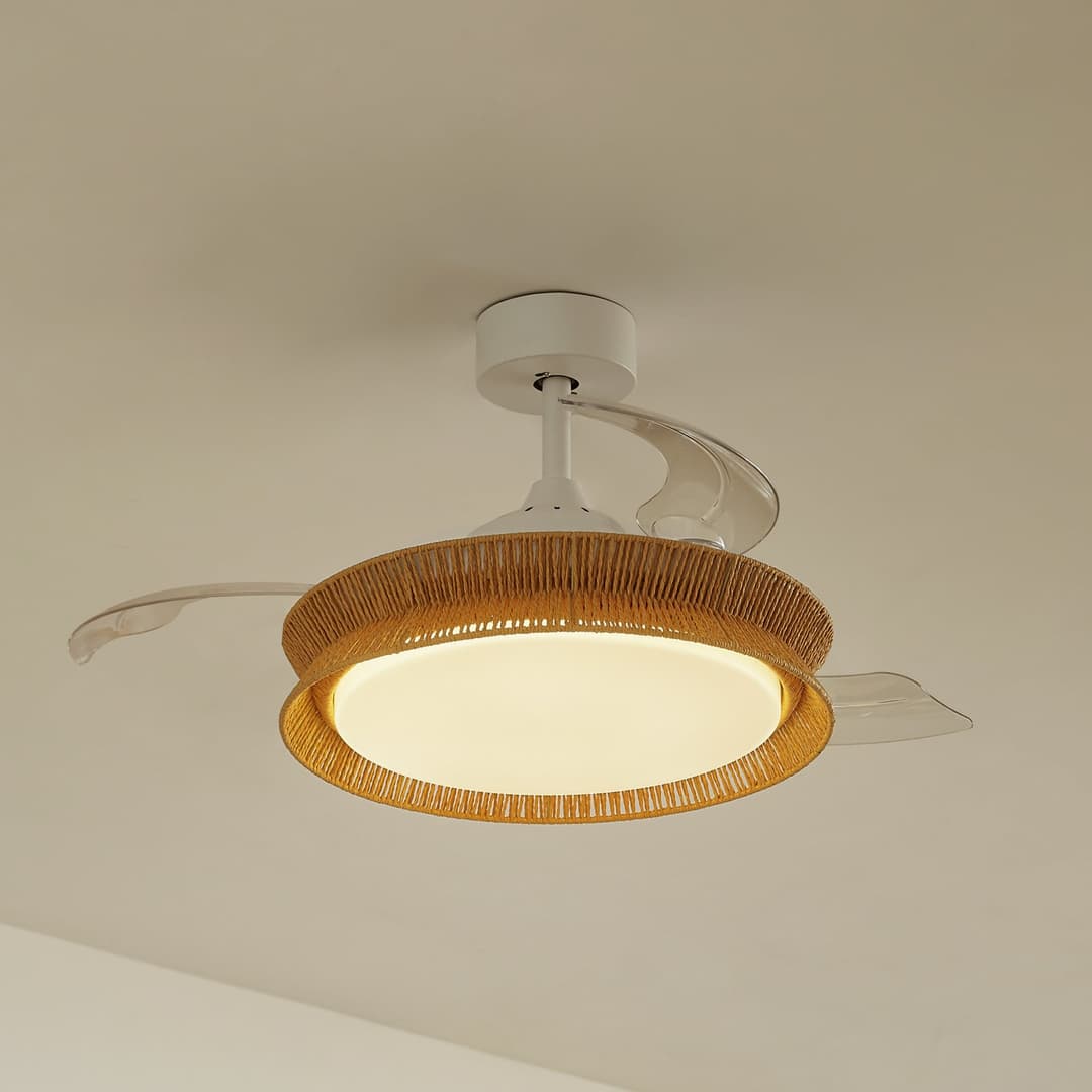 Lineta LED Deckenventilator Weiß/Braun - Lucande - Wohnzimmer - Landhaus / Rustikal - Holz - Einflammig