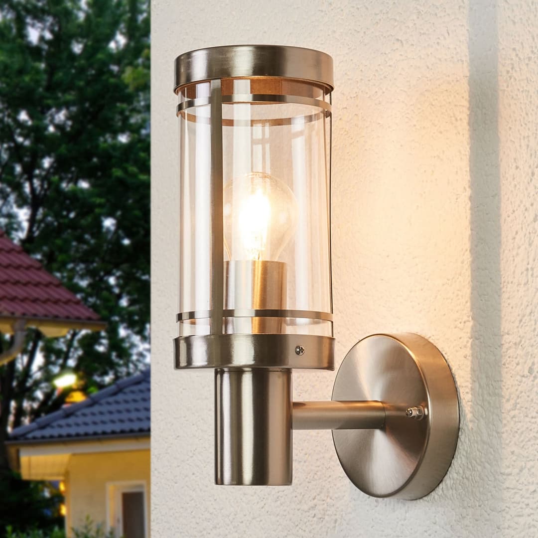 Djori Außenwandleuchte Steel - Lindby - Balkon - Modern - Edelstahl - Einflammig
