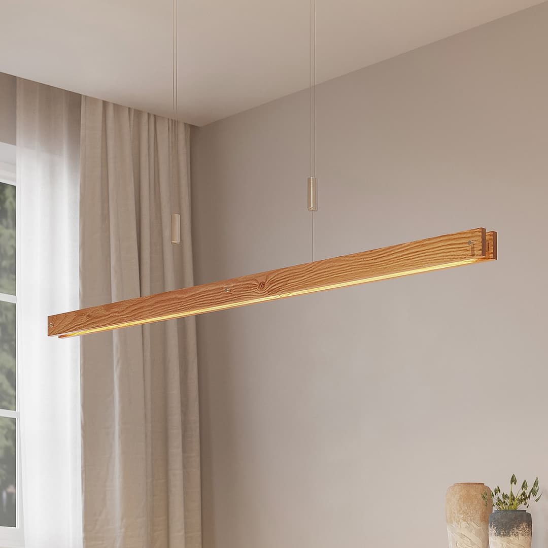 Alimara LED Pendelleuchte L138 Wood - Lindby - Wohnzimmer - Modern - Holz - Einflammig