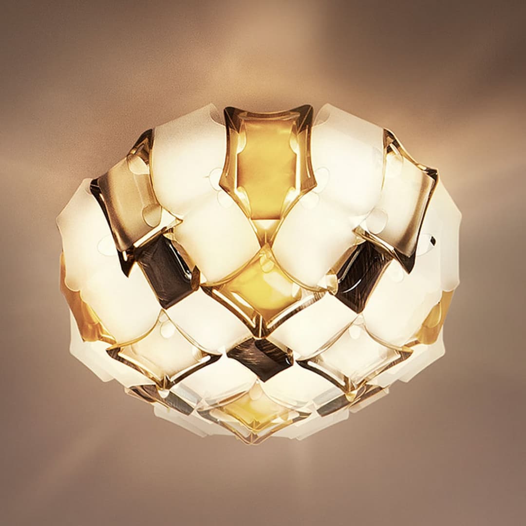 Mida Deckenleuchte, Ø 67 cm, amber/weiß - Slamp - Wohnzimmer - Design - Kunststoff - Rund