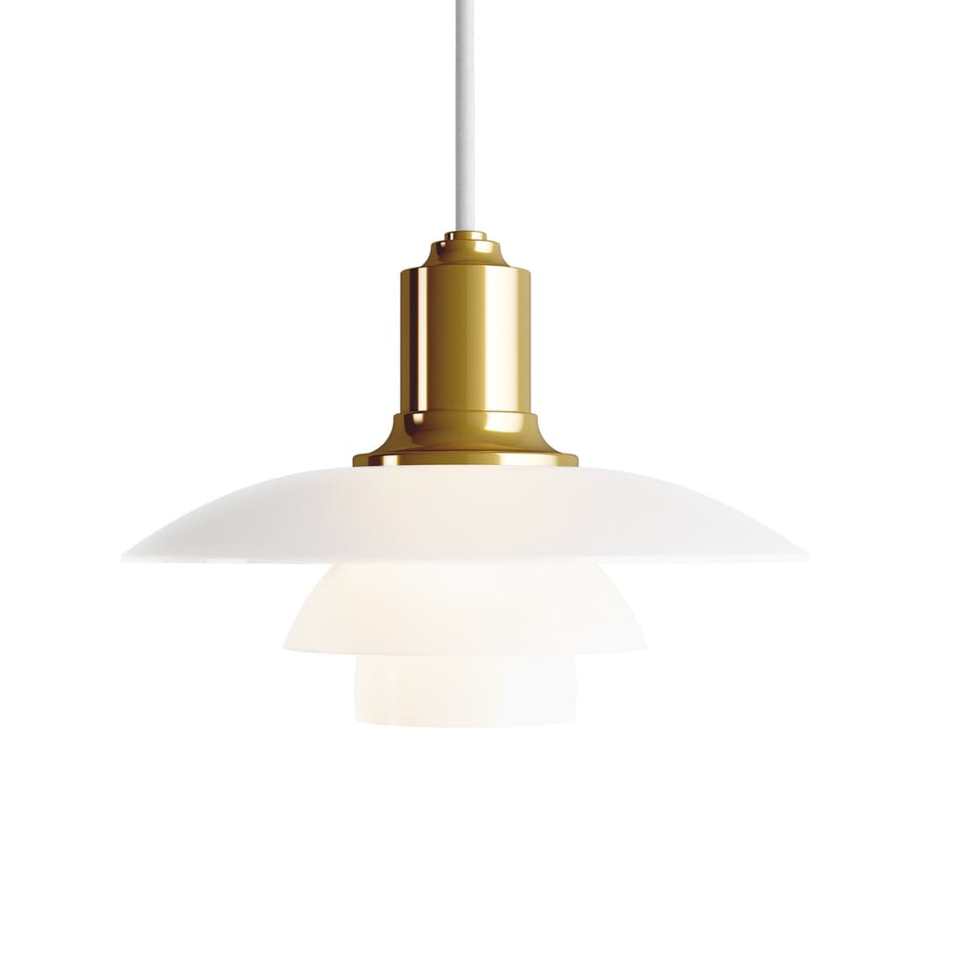 PH 2/1 Pendelleuchte Messing - Louis Poulsen - Wohnzimmer - Design - Glas - Einflammig