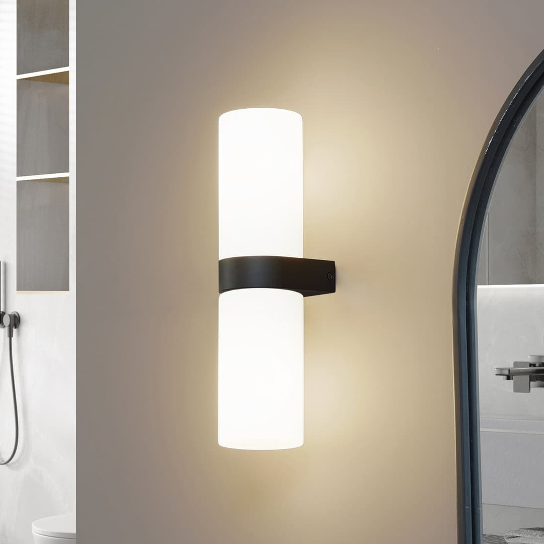 Basolo Wandleuchte H31,5 IP44 Schwarz - Lucande - Badezimmer - Modern - Mehrflammig