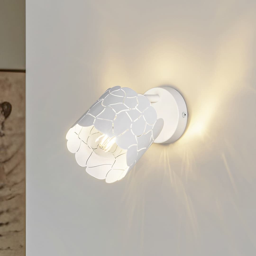 Aralena Wandleuchte Weiß - Lindby - Wohnzimmer - Modern - Metall - Einflammig