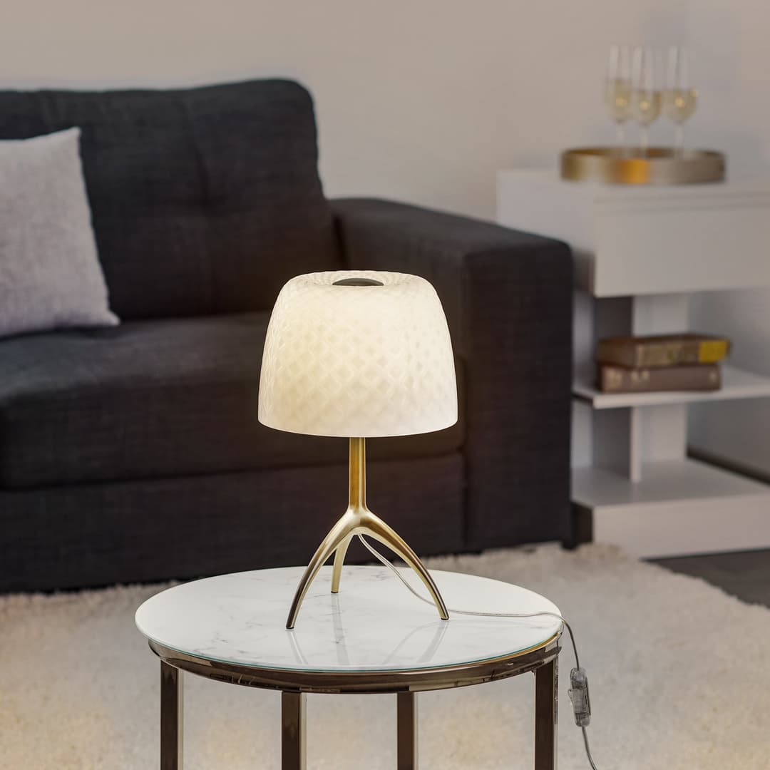 Lumiere 30 Tischlampe, 45 cm, Pastille, ein/aus - Foscarini - Wohnzimmer - Design - Glas - Mit Schirm