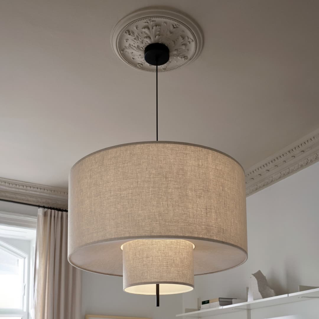 Margin Pendelleuchte, beige, Ø88 cm, Textil - New Works - Wohnzimmer - Design - Stoff / Textil - Einflammig