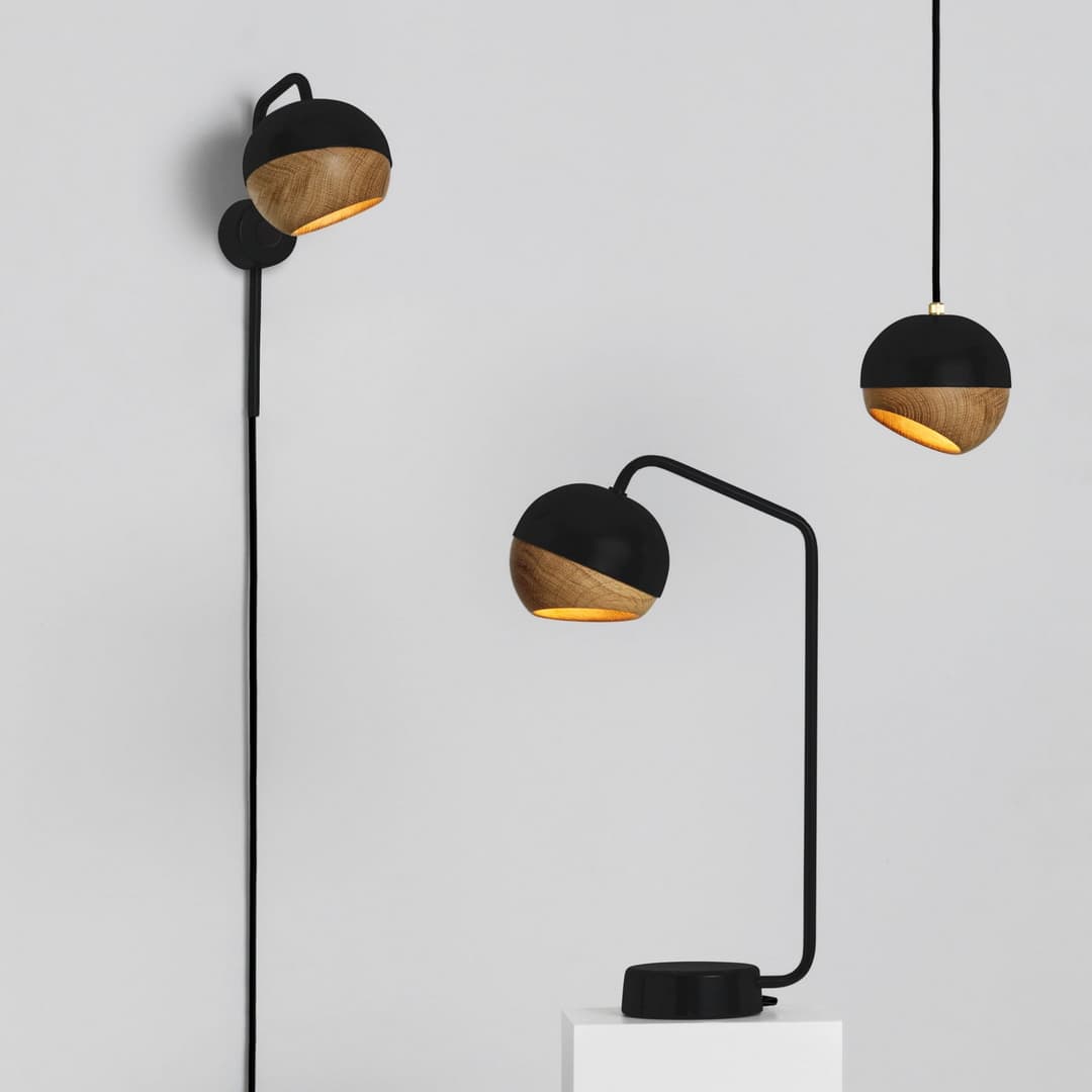 Ray Pendelleuchte Small Schwarz - Mater Ray S - Wohnzimmer - Design - Holz - Kugel