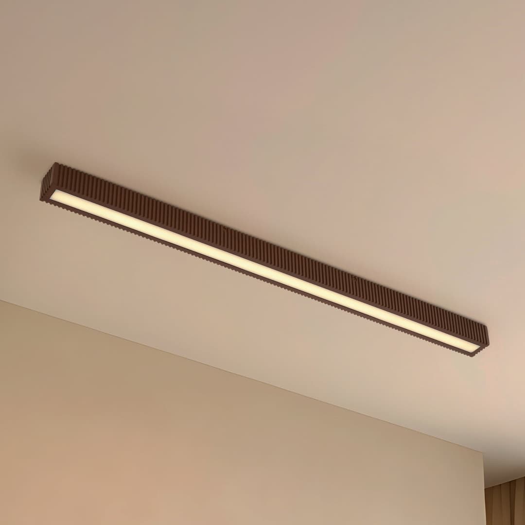Emara LED-Deckenleuchte, 100 cm, Eiche, dimmbar, holz dunkel - Lucande - Esszimmer - Design - Eckig