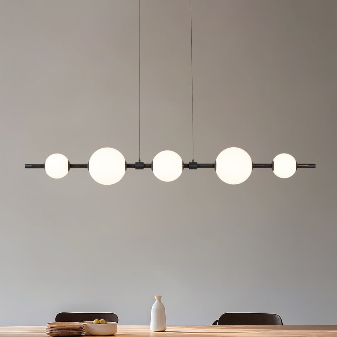 Tanira LED-Hängelampe, 140 cm, schwarz/weiß, step-dim - Lucande - Wohnzimmer - Modern - Metall - Mehrflammig
