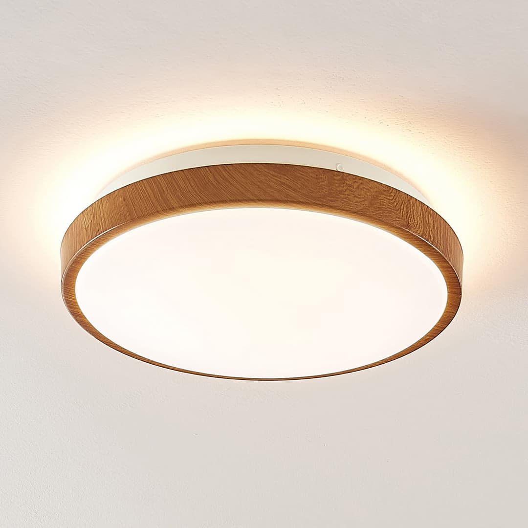 Mendosa Deckenleuchte Wood/White - Lindby - Wohnzimmer - Modern - Kunststoff - Rund