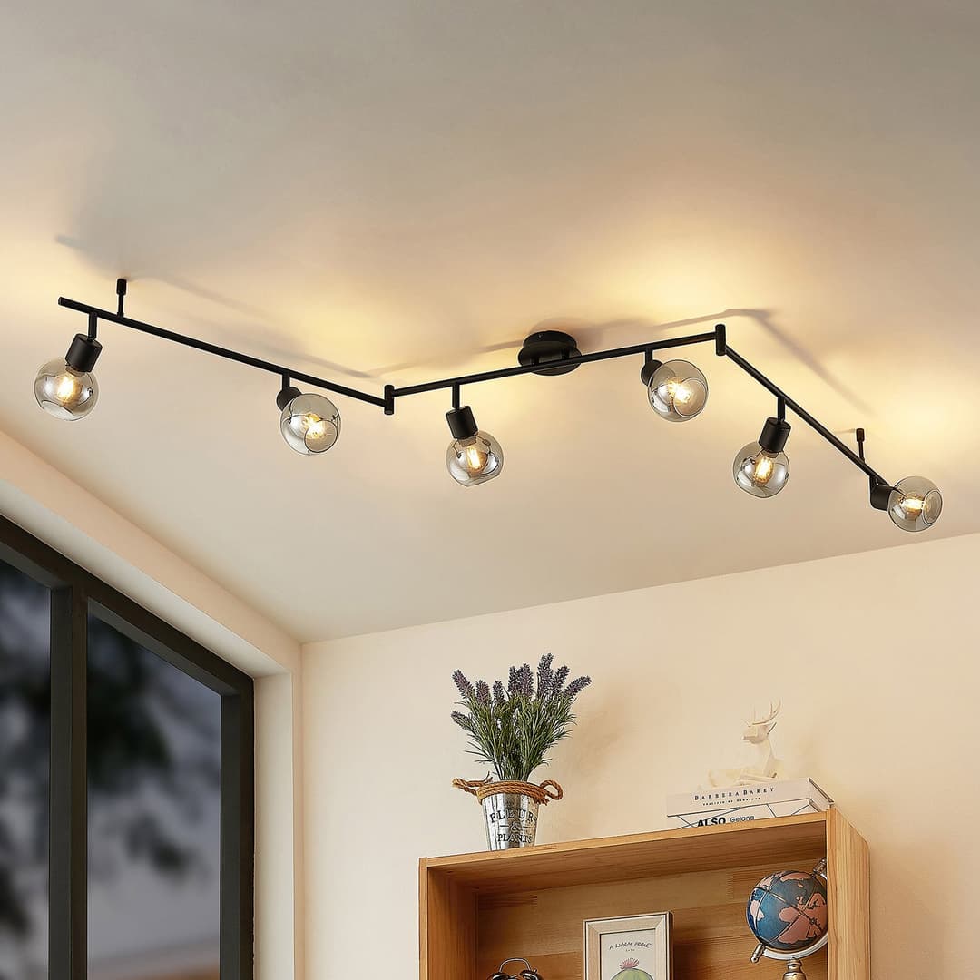 Eridia 6 Deckenleuchte Black - Lindby - Wohnzimmer - Modern - Metall - Mehrflammig