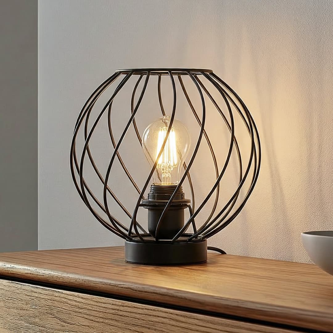 Danika Tischleuchte Schwarz - Lindby - Esszimmer - Modern - Metall - Einflammig