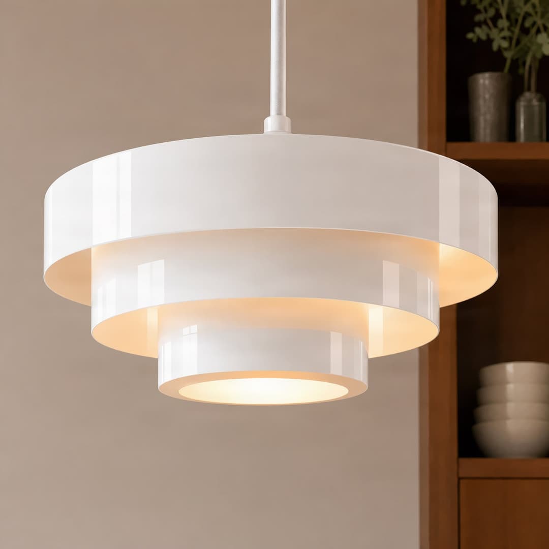 Tivra Hängeleuchte, glänzend weiß, Ø 35 cm, Metall - Lindby - Esszimmer - Design - Einflammig