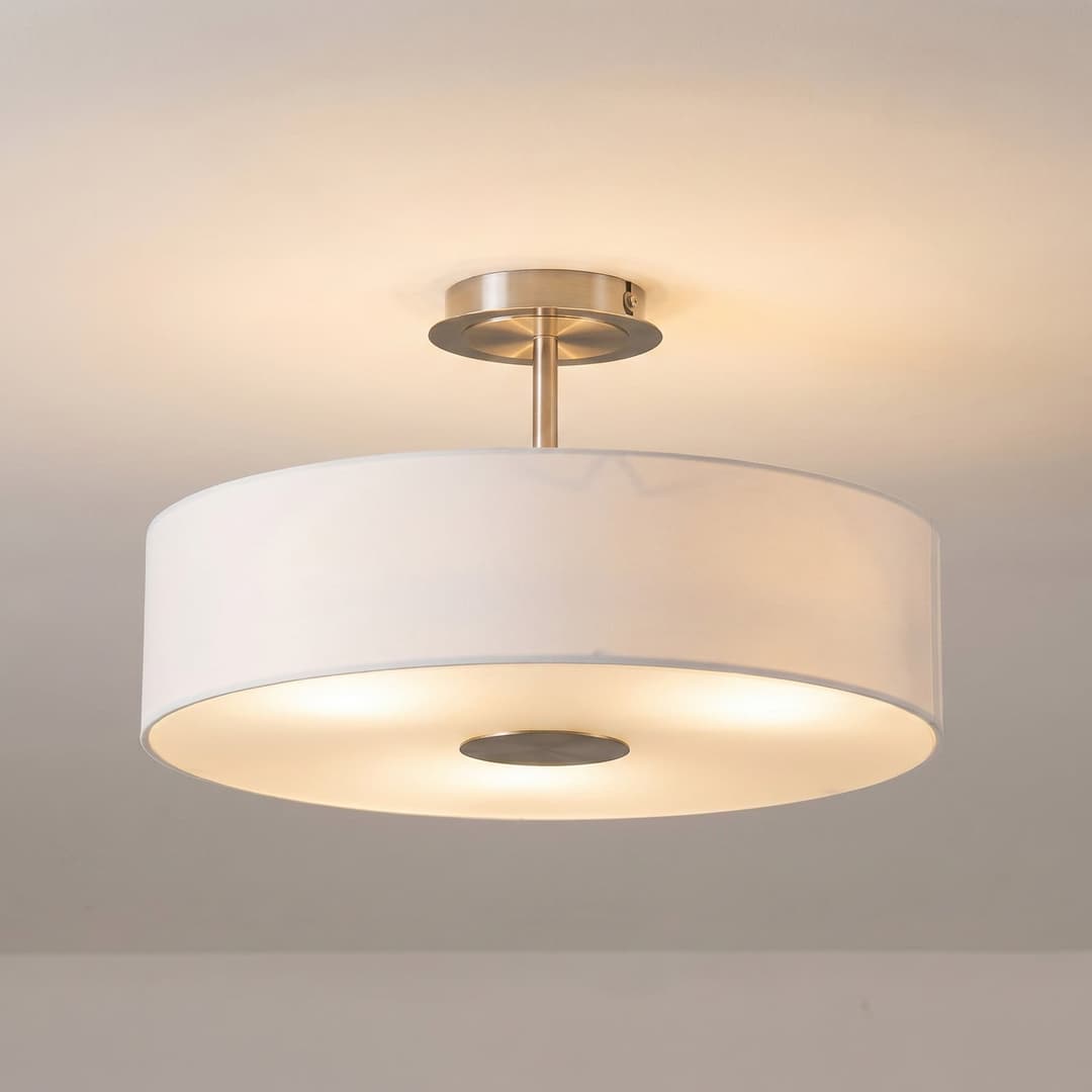 Josia Deckenleuchte White/Nickel/Chrome - Lindby - Flurbereich - Modern - Stoff / Textil - Mit Abstand