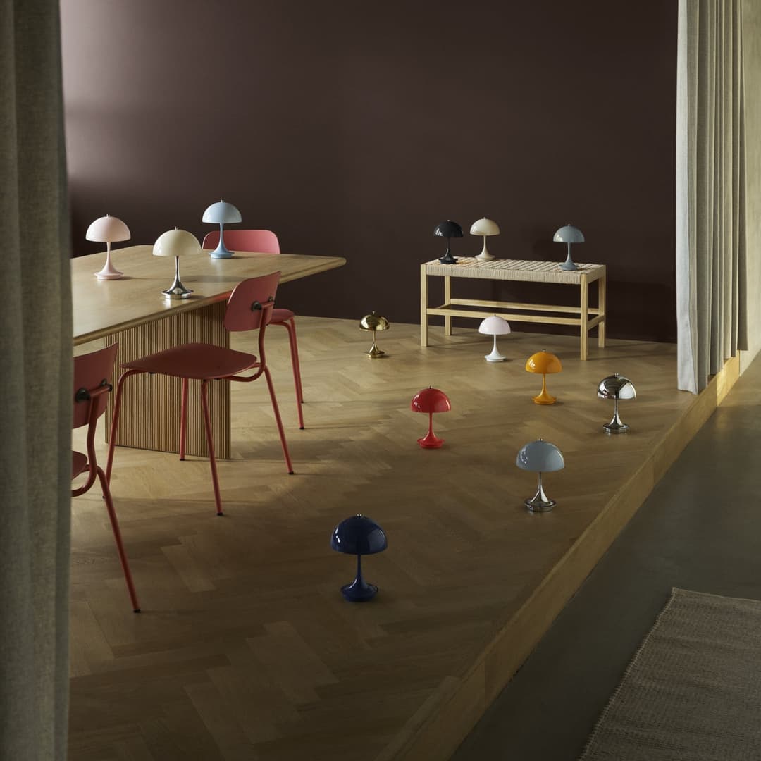 Panthella 160 Portable chrom/blau - Louis Poulsen - Balkon - Design - Kunststoff - Einflammig