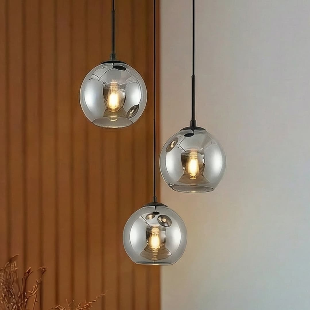 Jurian 3 Round Pendelleuchte Black/Smoke - Lindby - Wohnzimmer - Modern - Glas - Mehrflammig
