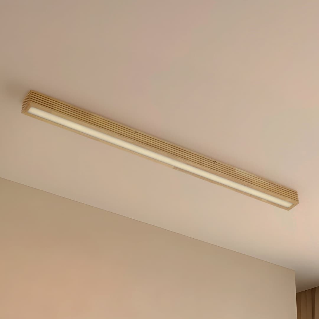 Emara LED-Deckenleuchte, dimmbar, Eiche, holz hell - Lucande - Esszimmer - Design - Eckig