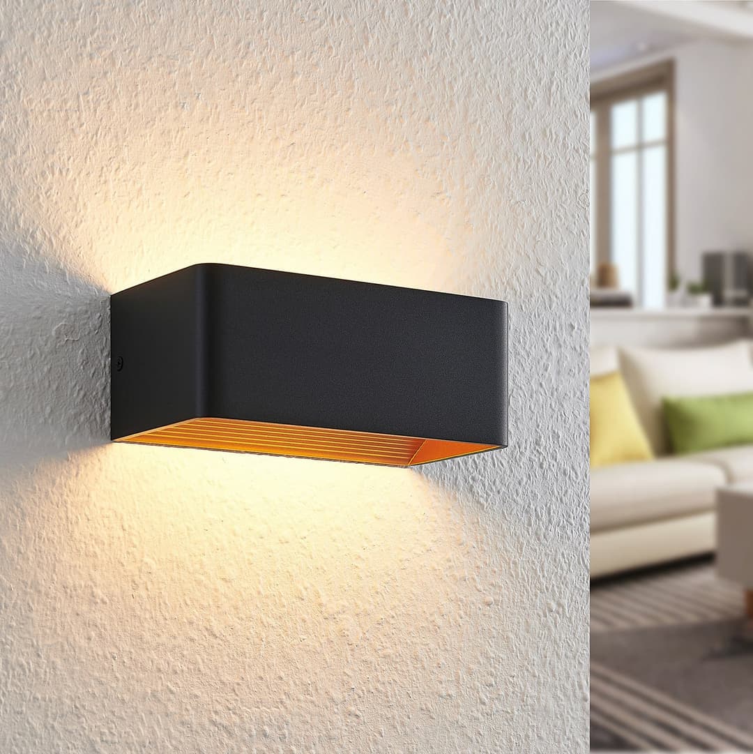 Karam LED Wandleuchte W20 Black/Gold - Arcchio - Wohnzimmer - Modern - Aluminium - Eckig