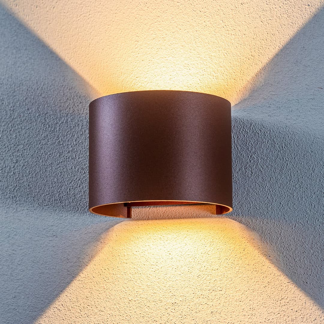 Nivar Round LED Außenwandleuchte Rust Brown - Lindby - Balkon - Modern - Metall - Rund