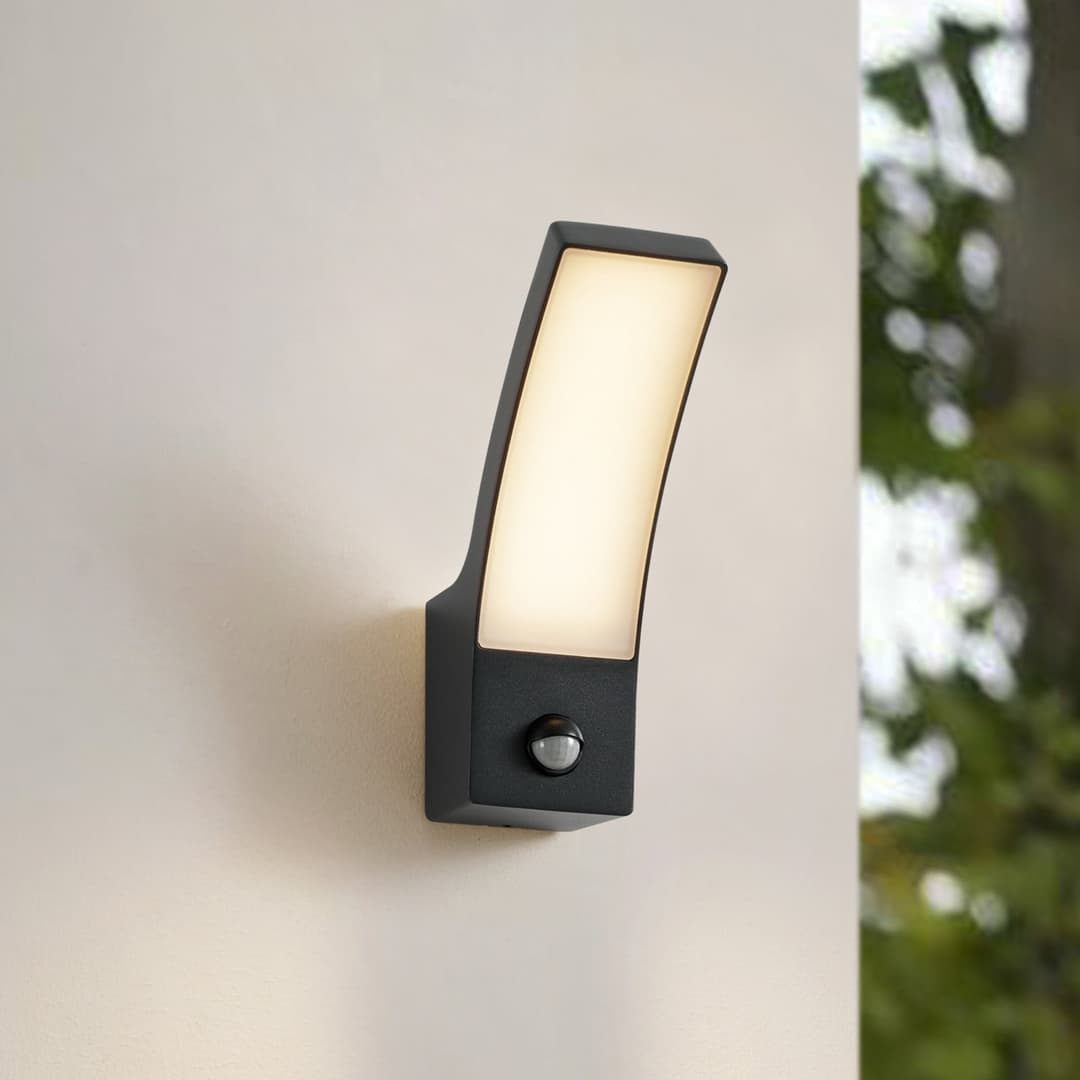 Ilvita LED Außenwandleuchte w/Sensor Anthracite - Lindby - Balkon - Modern - Aluminium - Einflammig