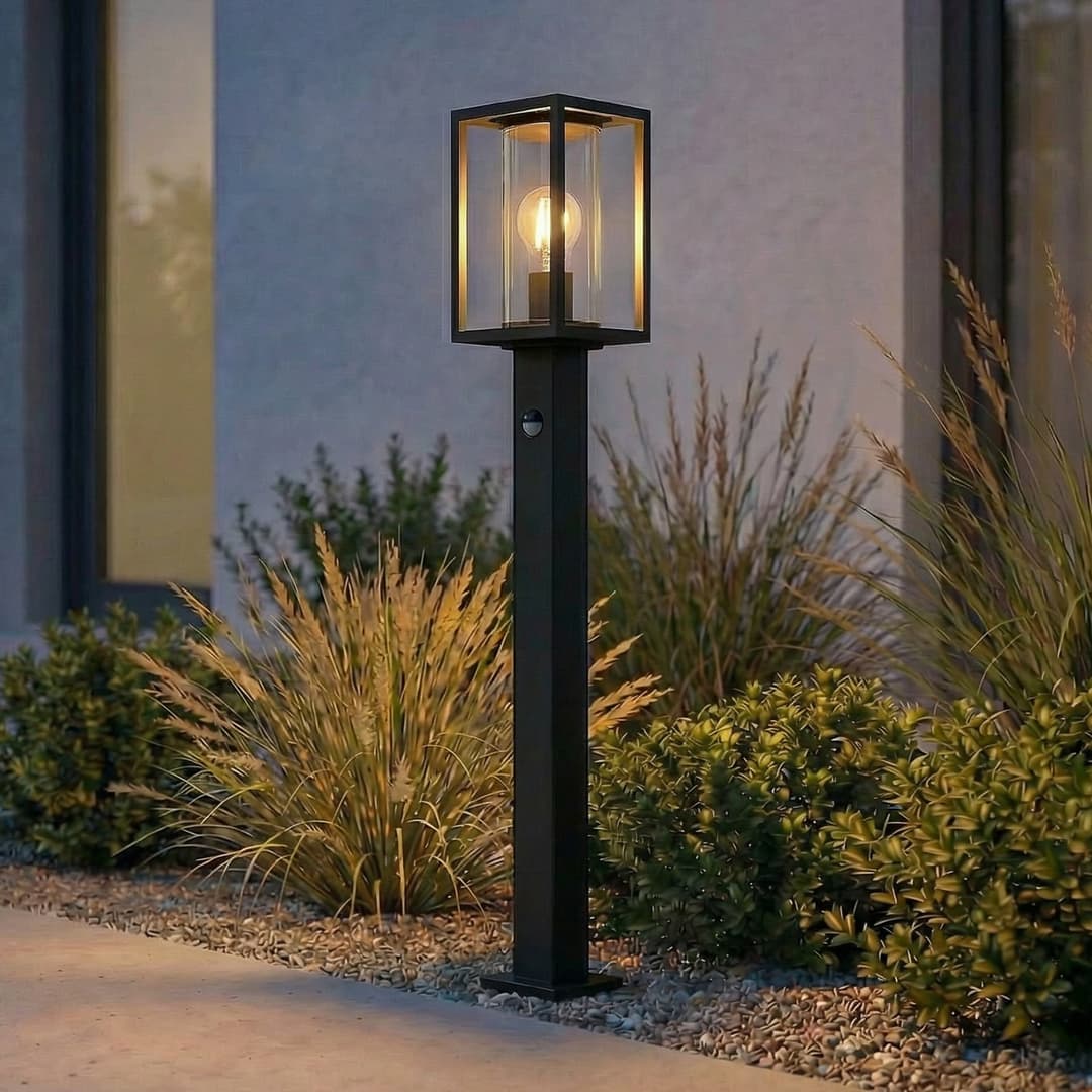 Ferda Außen Gartenleuchte w/Sensor H100 Graphite - Lucande - Terrasse - Modern - Aluminium - Einflammig