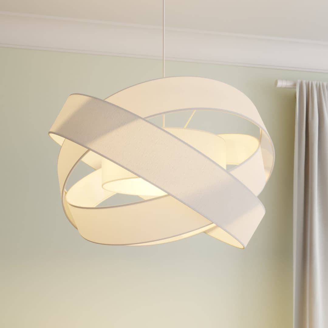 Simaria Pendelleuchte White - Lindby - Wohnzimmer - Modern - Stoff / Textil - Einflammig