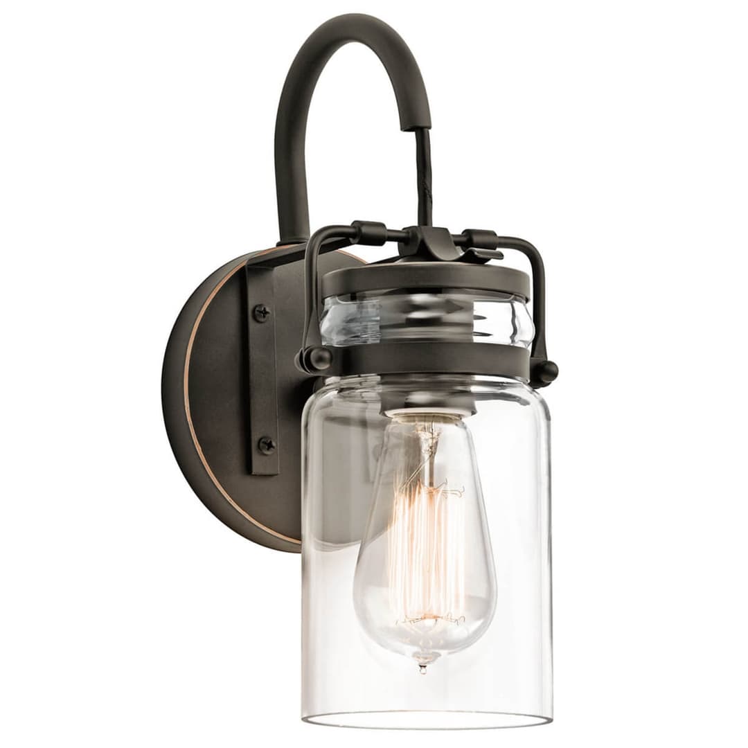 Brinley Wandlampe, bronze/klar, 29 cm - KICHLER - Wohnzimmer - Industrielles Design - Metall - Einflammig