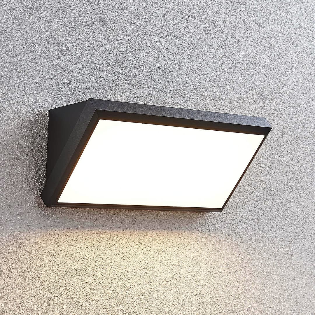 Abby Außenwandleuchte Dark Grey/White - Lindby - Balkon - Modern - Kunststoff - Eckig