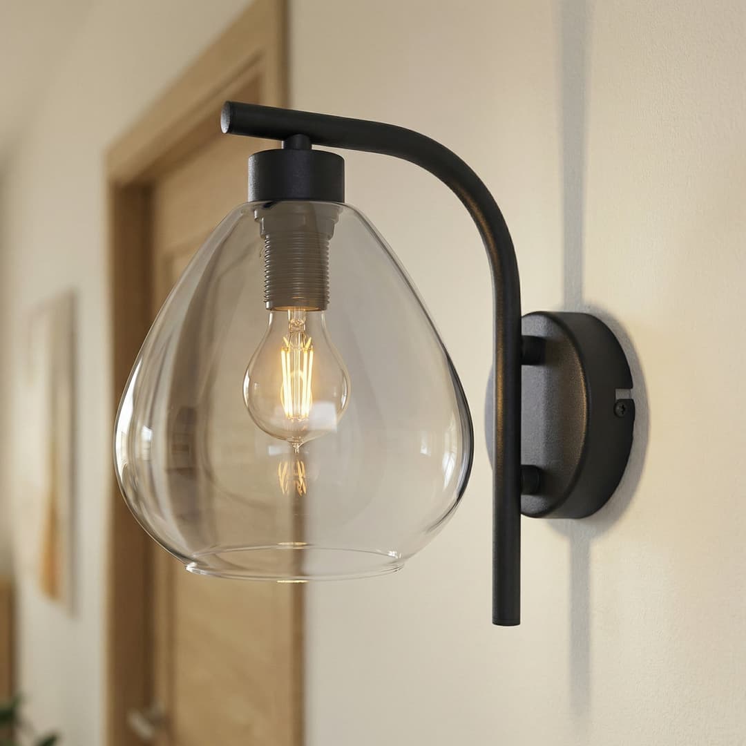 Pendura Wandleuchte Ø15 Schwarz/Rauch Grau - Lindby - Esszimmer - Modern - Glas - Einflammig