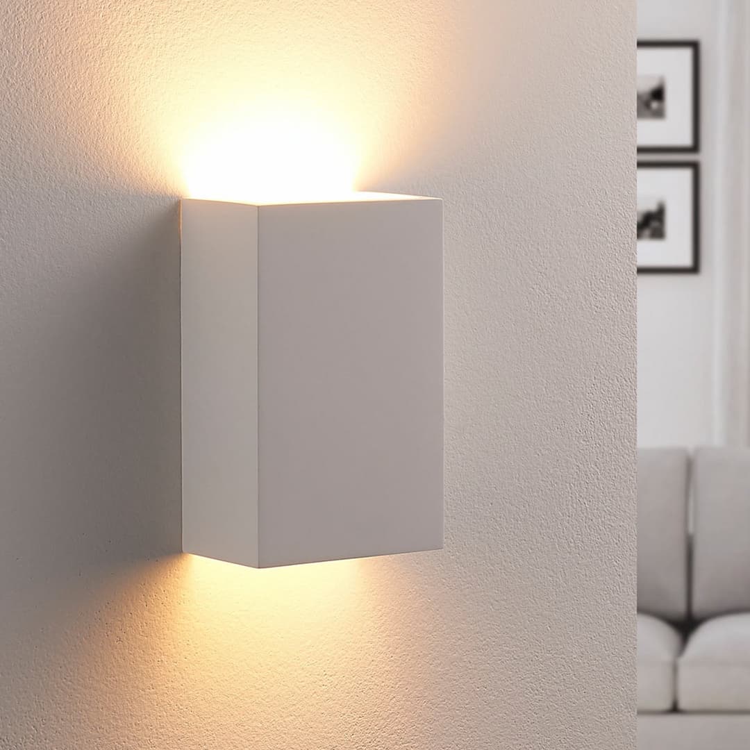 Colja Square Wandleuchte White - Lindby - Wohnzimmer - Modern - Gips / Ton - Eckig