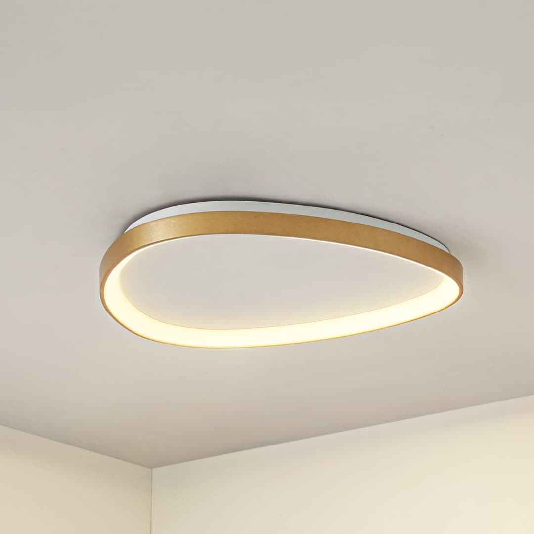 Asken LED-Deckenleuchte, gold, 61 cm, dimmbar, CCT - Lucande - Wohnzimmer - Modern - Aluminium - Rund