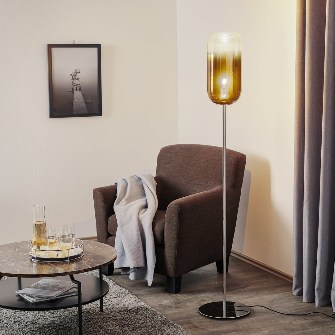 Gople Stehleuchte Bronze - Artemide - Wohnzimmer - Design - Glas - Mit Schirm