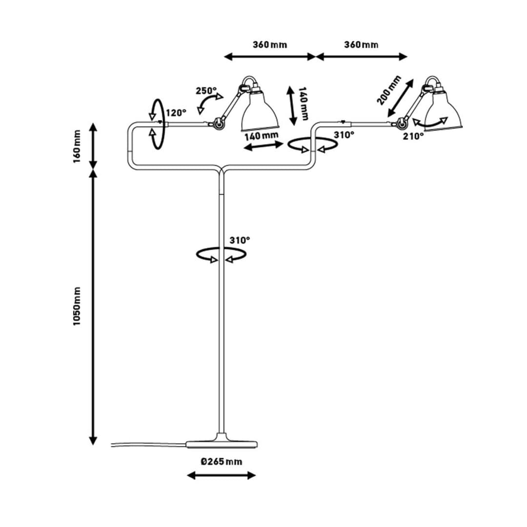 Lampe Gras 411 Stehleuchte, Chrom – DCW - Wohnzimmer - Metall