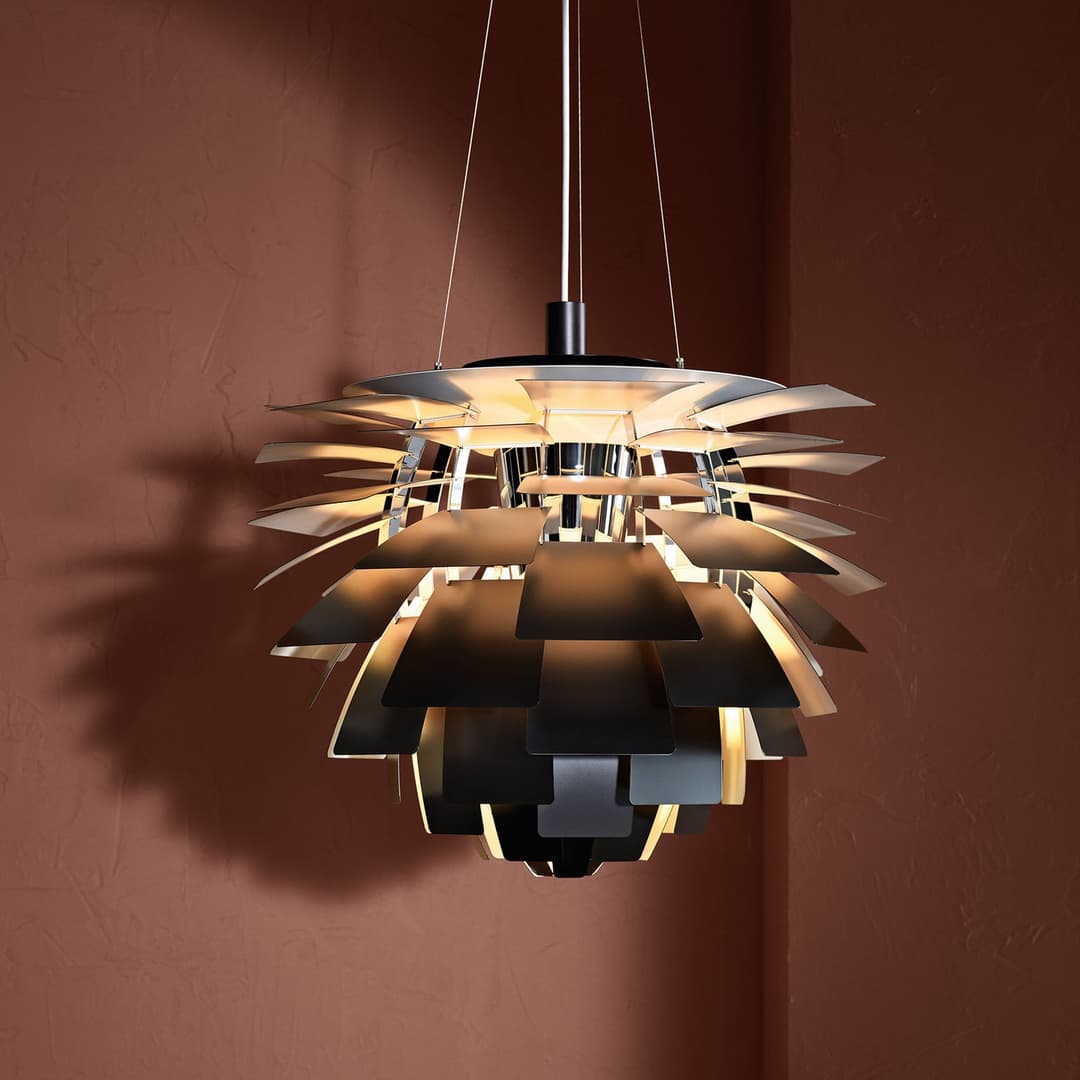 PH Artichoke V4 Hängelampe, schwarz, Ø60 cm - Louis Poulsen - Wohnzimmer - Skandinavisch - Metall - Einflammig