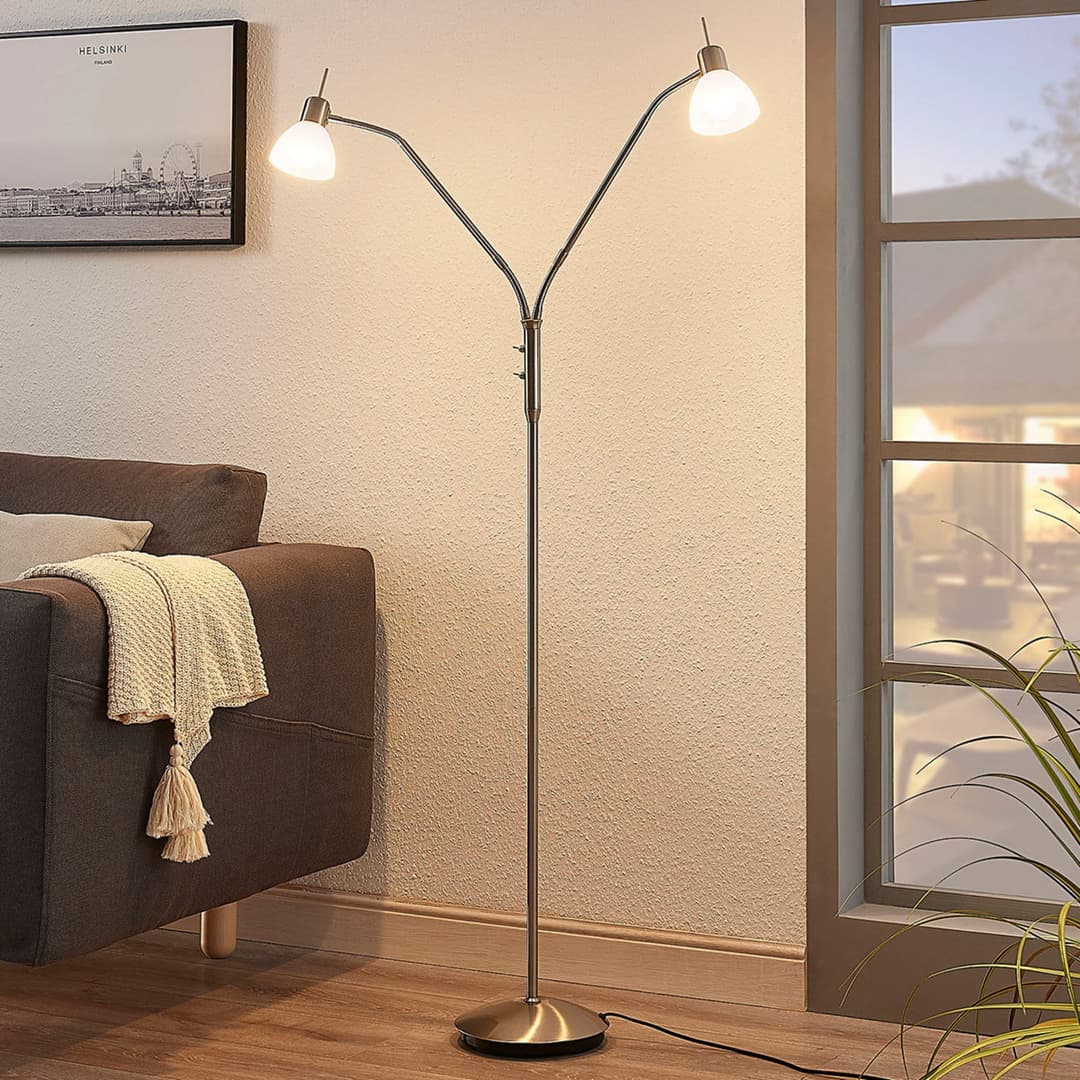 Gwendolin 2 Stehleuchte Nickel - Lindby - Wohnzimmer - Modern - Metall - Mehrflammig