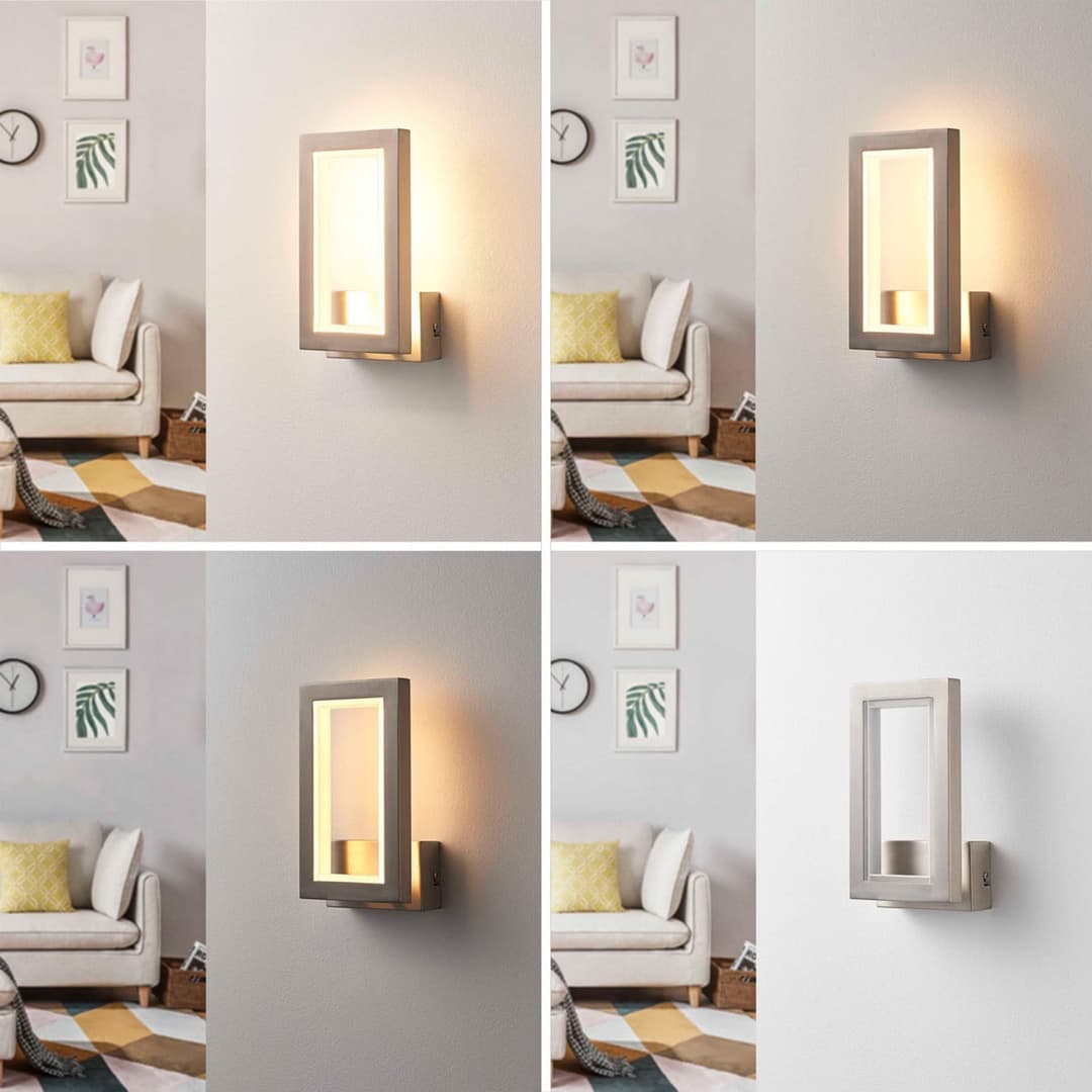 Heriba LED Wandleuchte Matt Nickel - Lucande - Wohnzimmer - Modern - Metall - Eckig