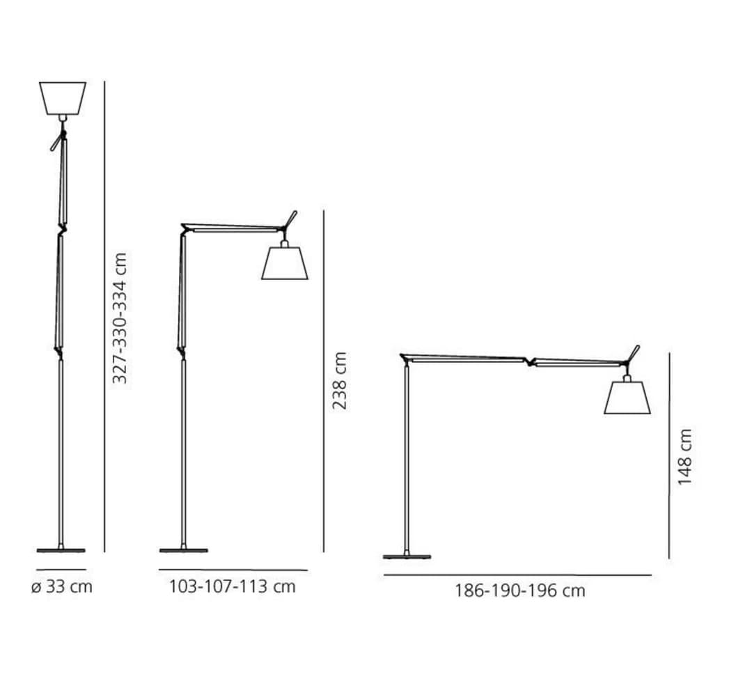 Tolomeo Mega Stehlampe Ø 36 cm schwarz/alu dim - Artemide - Wohnzimmer - Aluminium