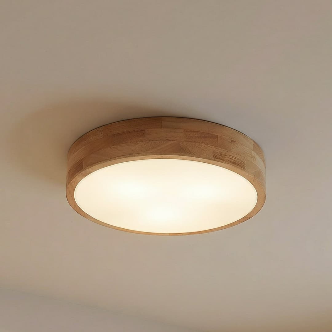 Tanju Deckenlampe, Ø40 cm, 3-flg., Kautschukholz - Lindby - Wohnzimmer - Landhaus / Rustikal - Rund