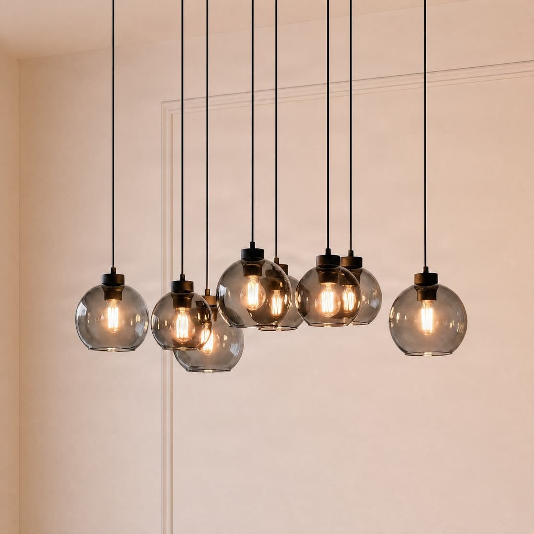 Cubus Hängelampe 95 cm lang8-flammig rauchgrau Glas TK Lighting - Wohnzimmer - Modern - Mehrflammig