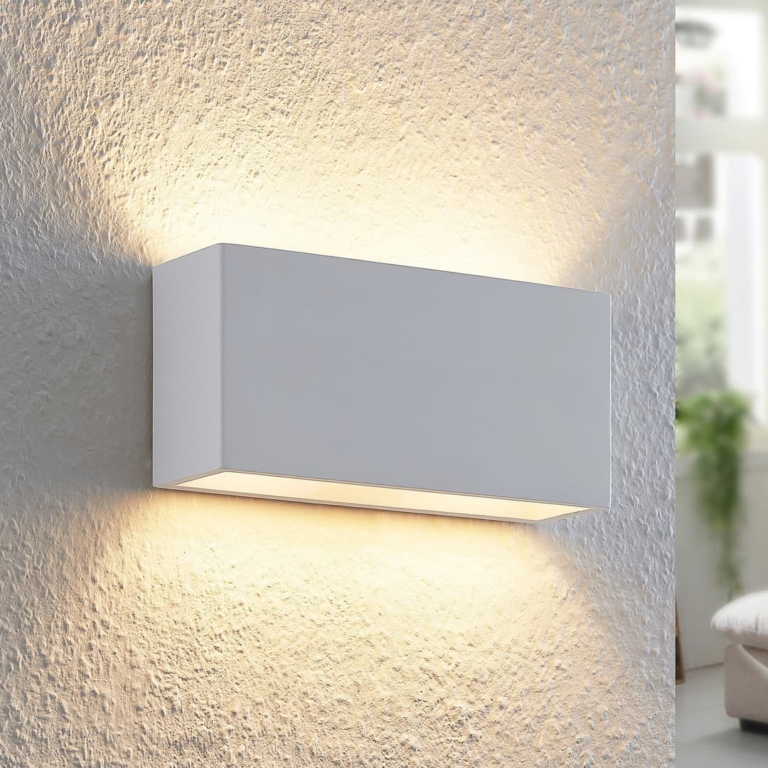 Mavora Square Wandleuchte White - Lindby - Wohnzimmer - Modern - Gips / Ton - Eckig